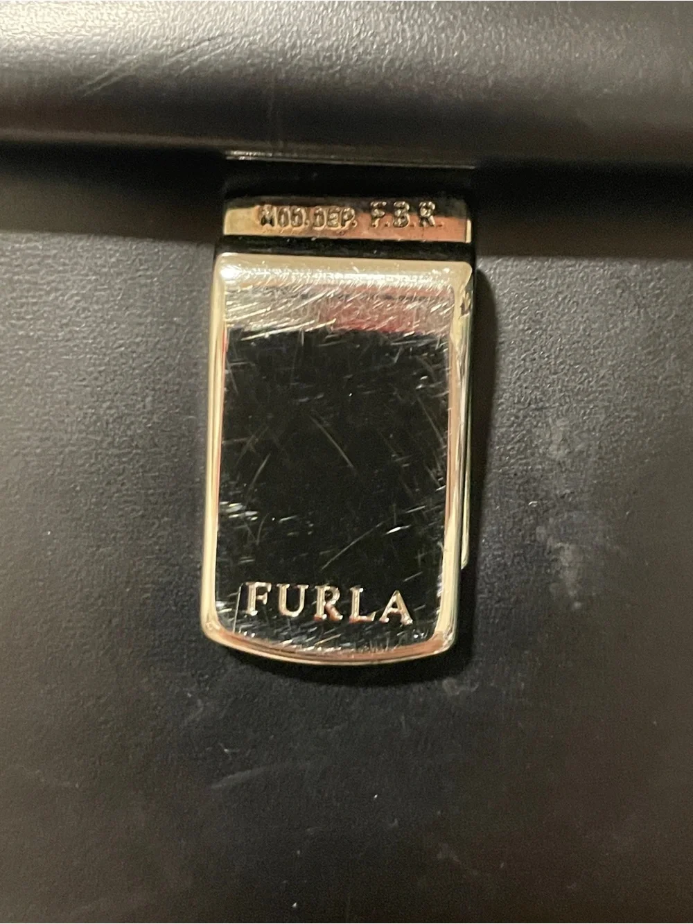 Furla Italy Black Leather Shoulder Bag Vintage Minimalist Structured Handbag